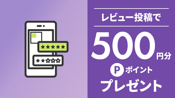 レビュー投稿で500円分ポイントプレゼント