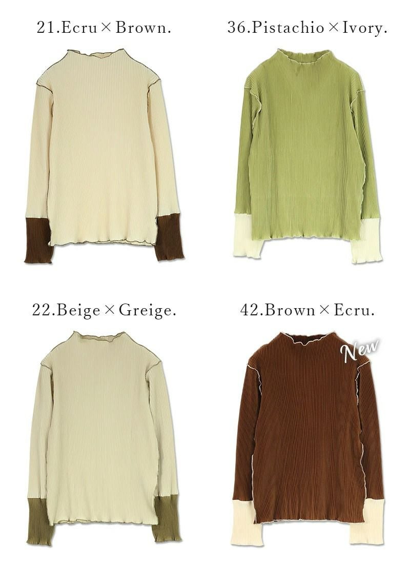 可愛すぎる袖配色プリーツトップス S-M M-L 【メール便対応可】 | and