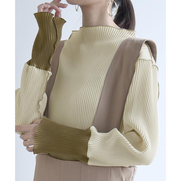 可愛すぎる袖配色プリーツトップス S-M M-L 【メール便対応可