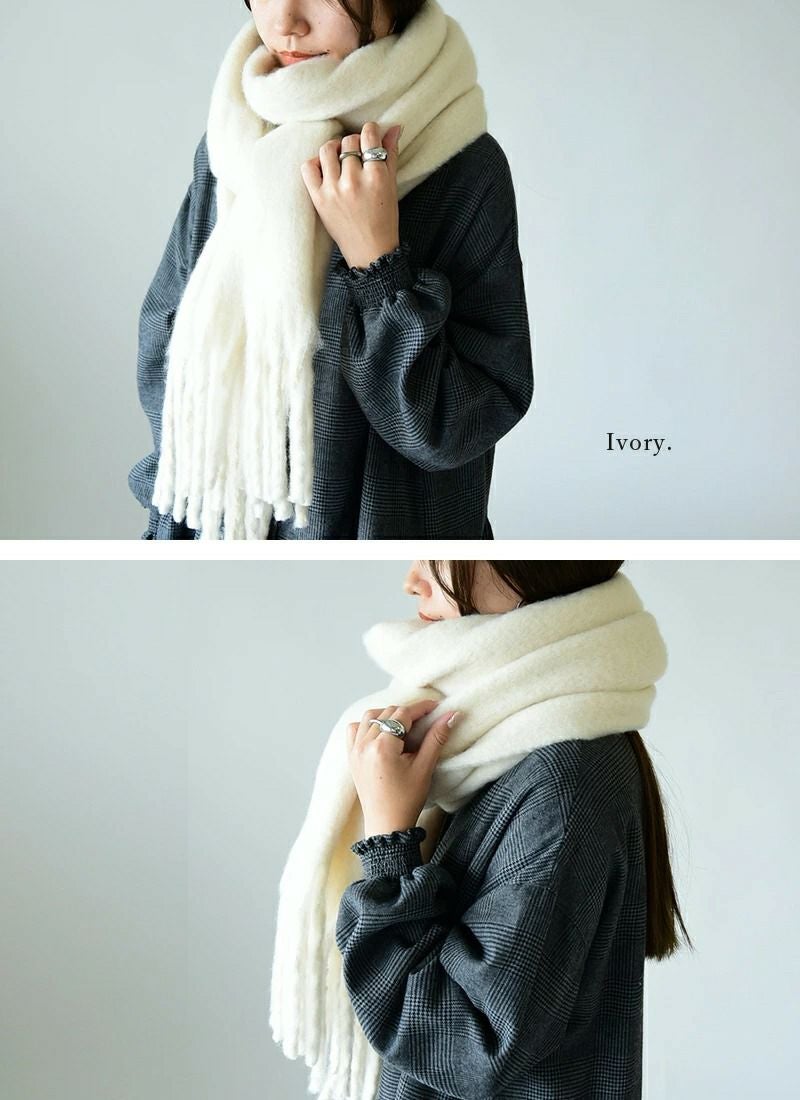 フェイクウールボリュームフリンジマフラー F 【メール便対応不可