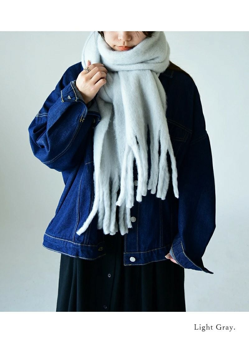 フェイクウールボリュームフリンジマフラー F 【メール便対応不可