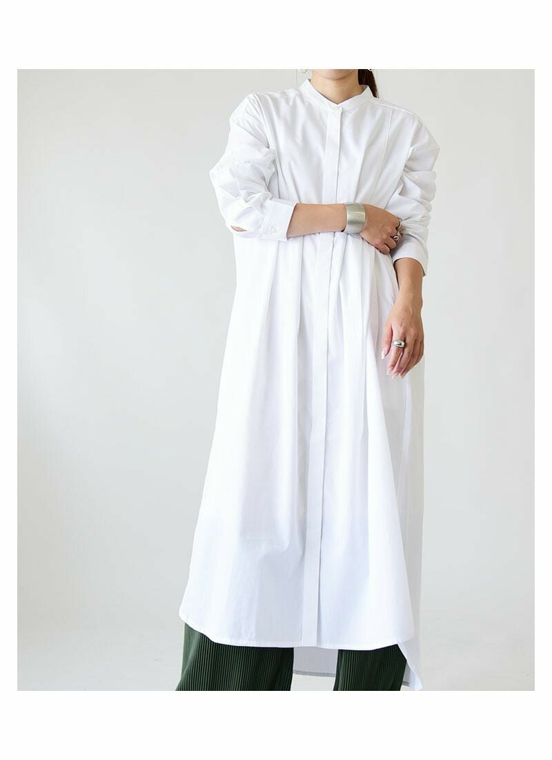 ポプリンラウンドヘムシャツワンピース M-L 【メール便対応不可
