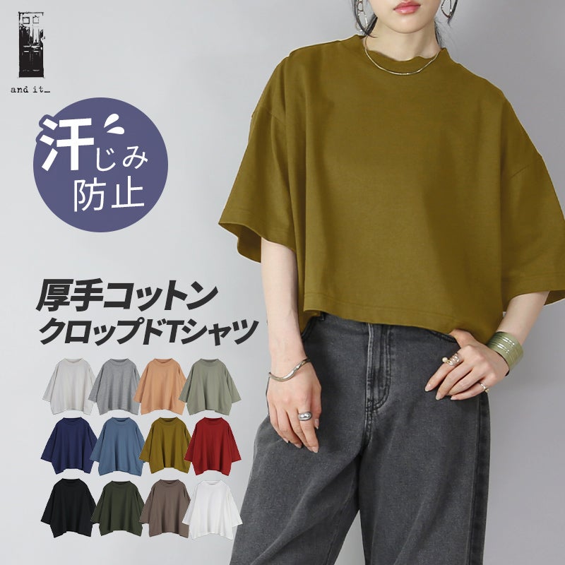 汗しみないクロップドTシャツ F 【メール便対応可】 | 【公式】 and
