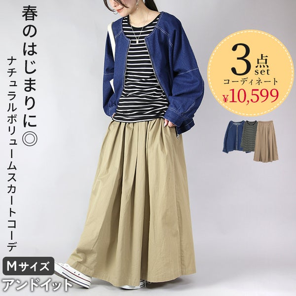  春のナチュラルボリュームスカートコーデ