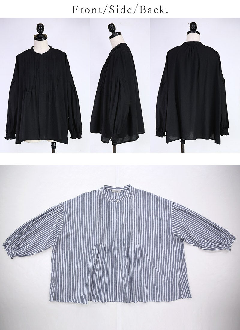 コットン長袖ピンタックブラウス M-L 【メール便対応可】 | and it_(